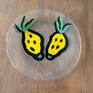 Ulrica Hydman-Vallien for Kosta Boda Hand Painted Fused Glass Citron Lemons